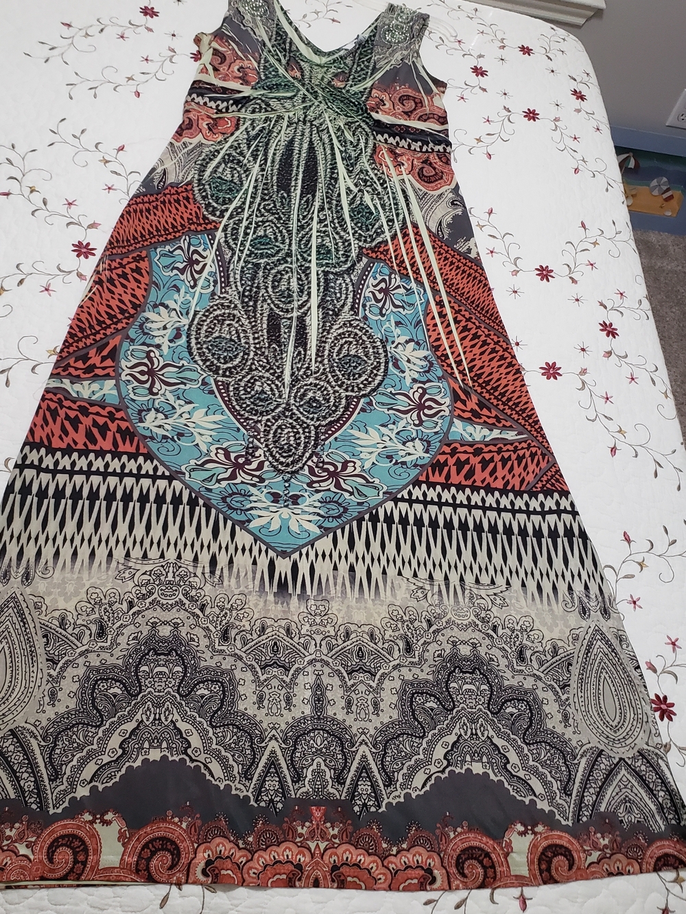 Style & Co. Sage Green and Black Printed Maxi Dress - Picture 6 of 6